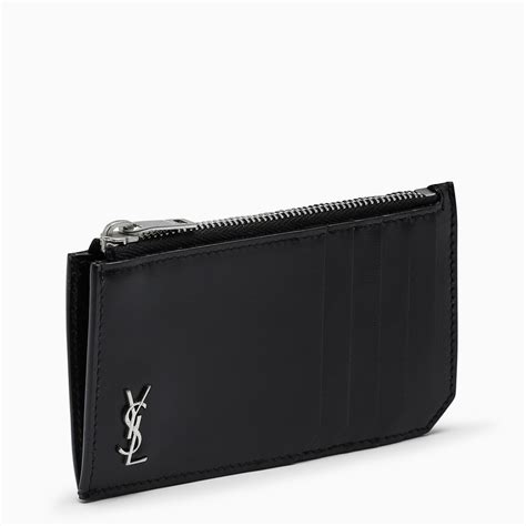 kreditkartenetui ysl|Schwarzes Kreditkartenetui mit Reißverschluss Monogram.